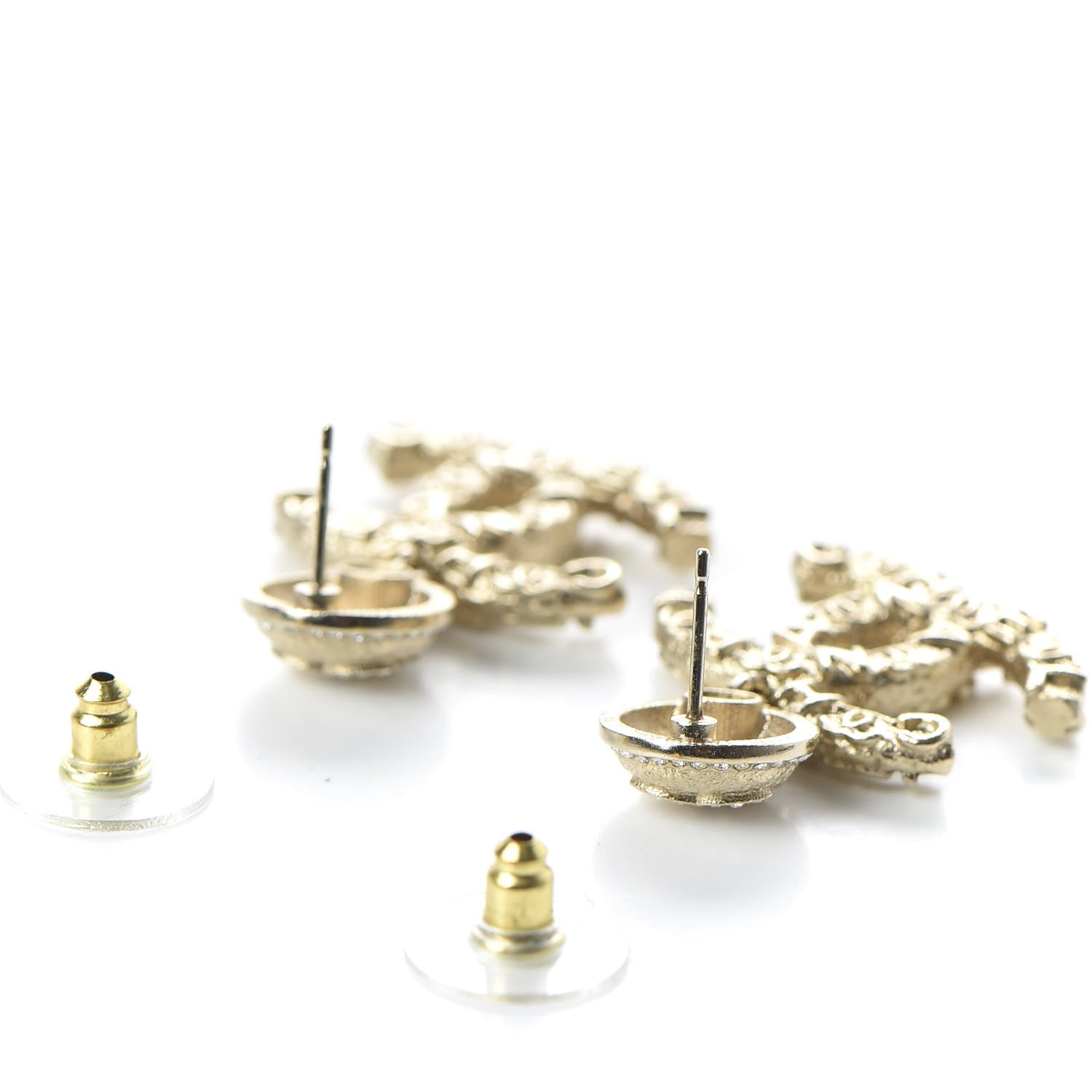 Chanel Crystal CC Drop Logo Earrings Gold 3 of 6