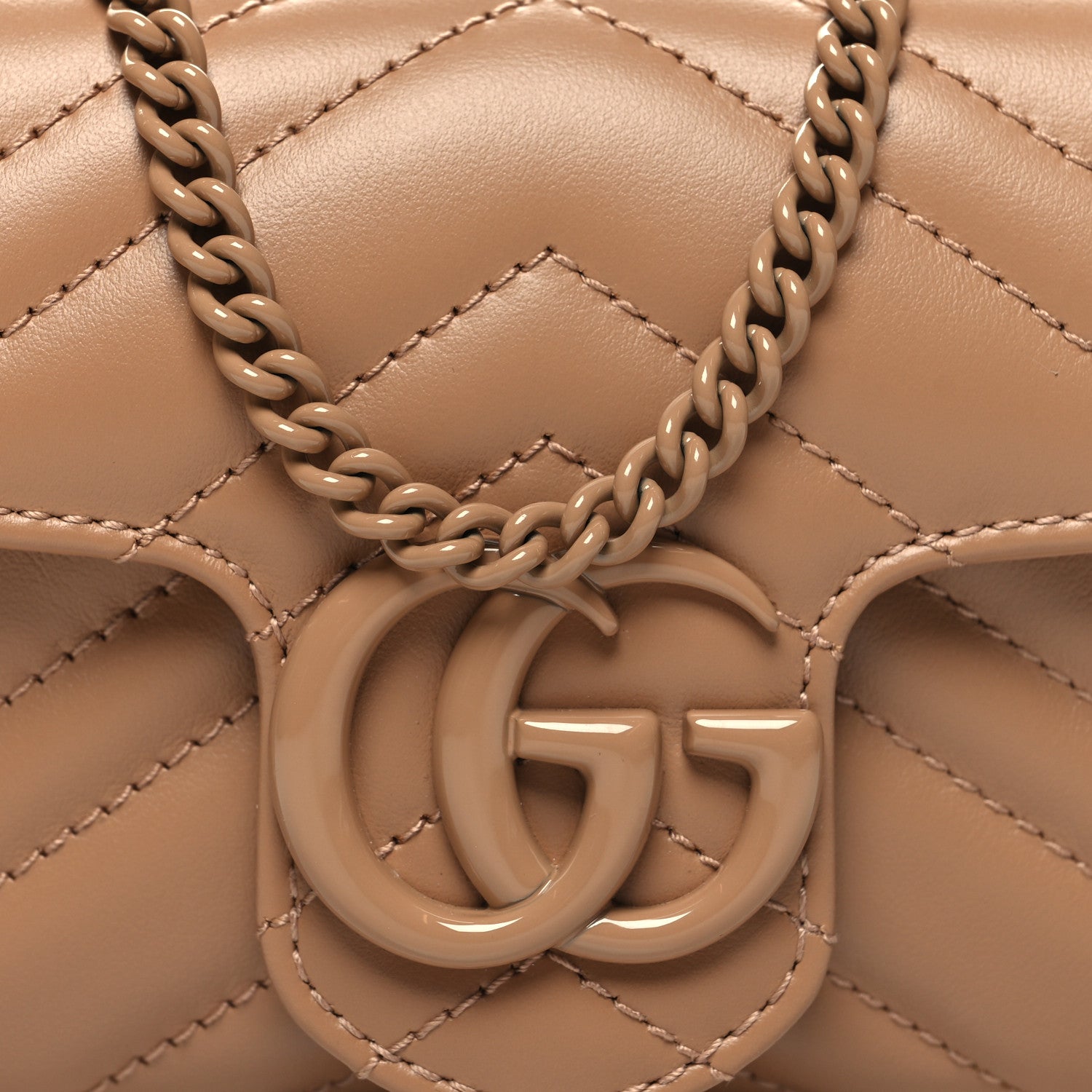 Gucci Calfskin Matelasse Monochrome Super Mini GG Marmont Shoulder Bag Camelia 8 of 10