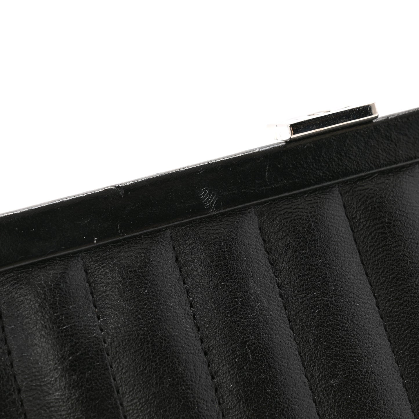 Lambskin Vertical Quilted Mademoiselle Clutch Black