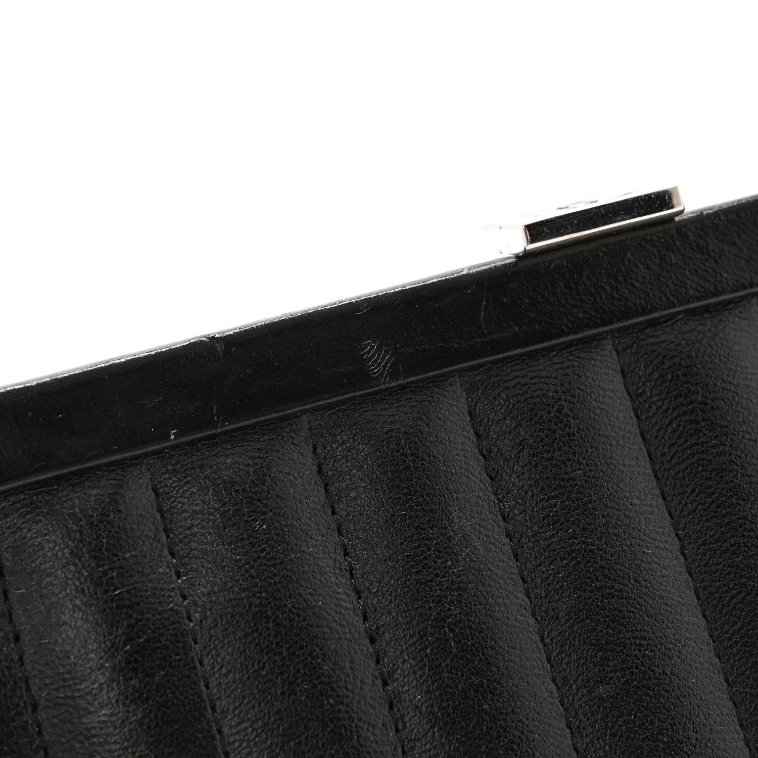 Chanel Lambskin Vertical Quilted Mademoiselle Clutch Black 8 of 9