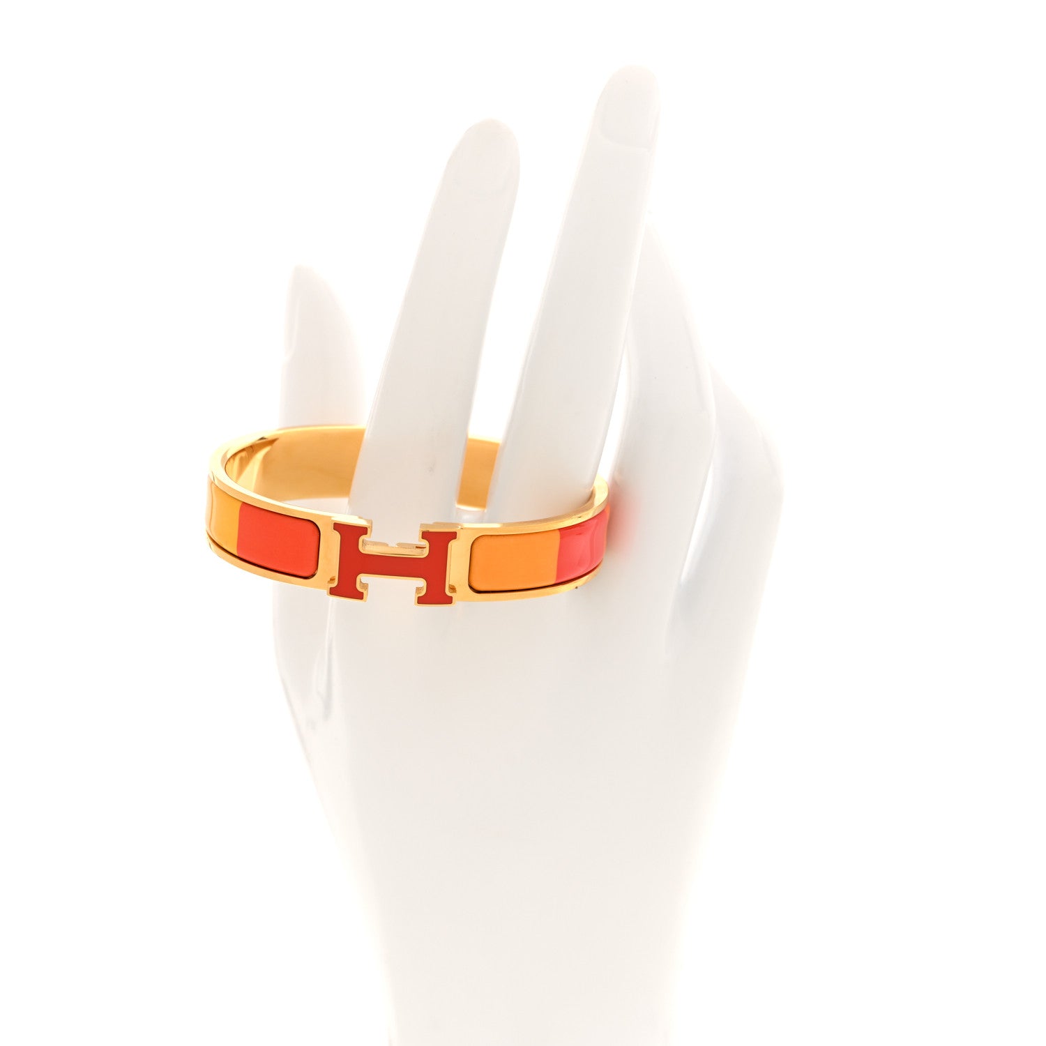 Hermes Enamel Narrow Clic Clac H Bracelet PM Rainbow Orange 2 of 4