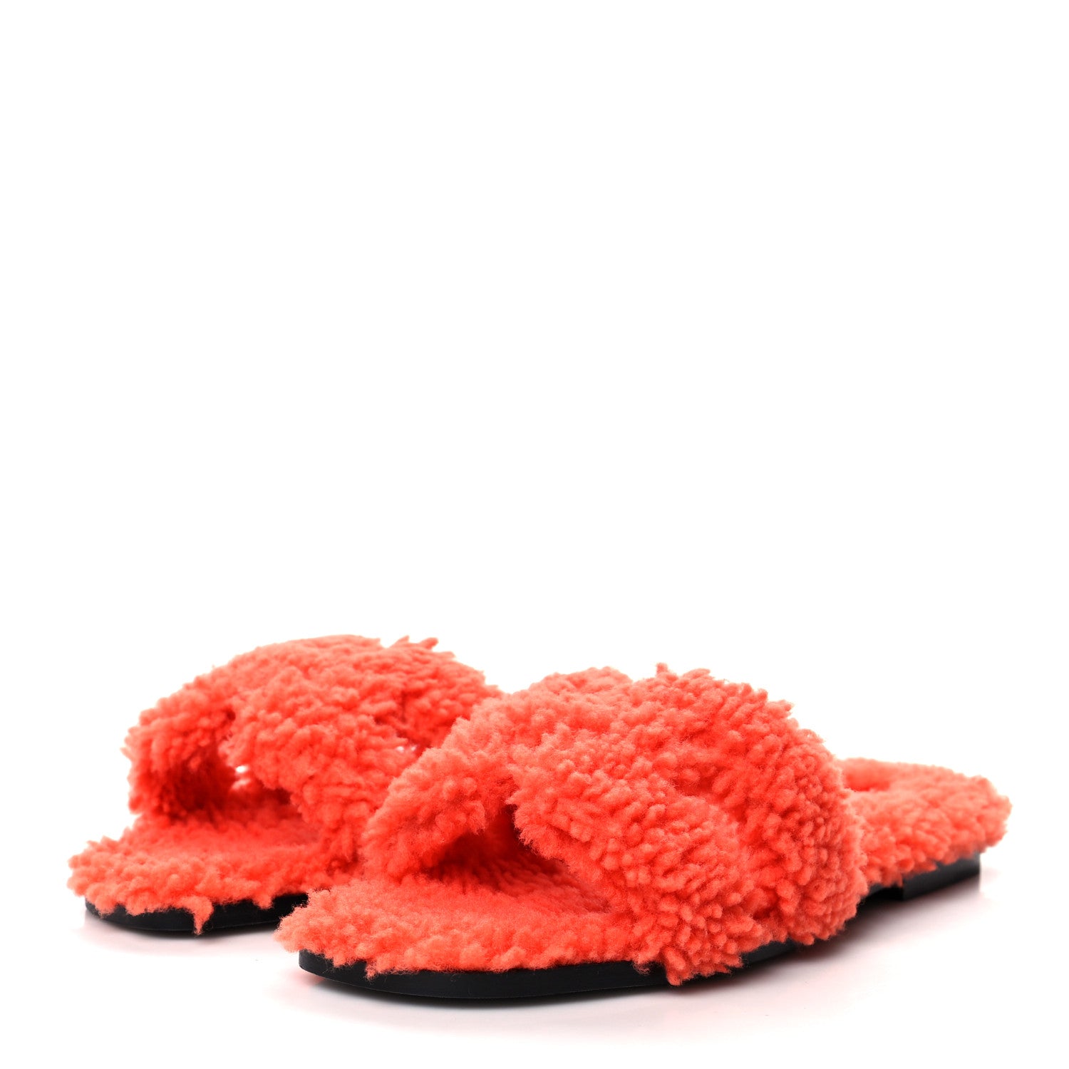 Hermes Woolskin Oran Sandals 38 Orange 3 of 8