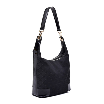 Gucci Canvas Patent Monogram Shoulder Bag Black 3 of 13