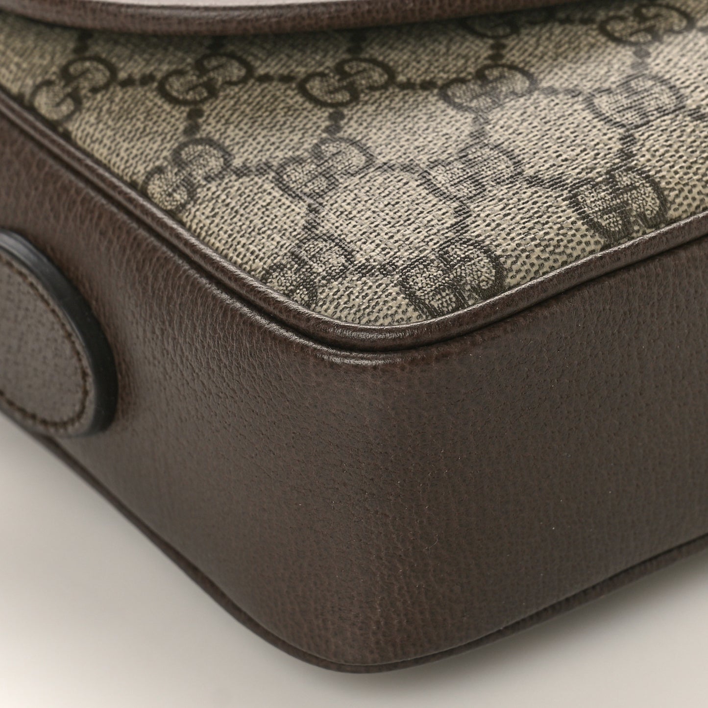 GG Supreme Monogram Textured Dollar Calfskin Web Studded Mini Ophidia Flap Shoulder Bag Beige Ebony New Acero