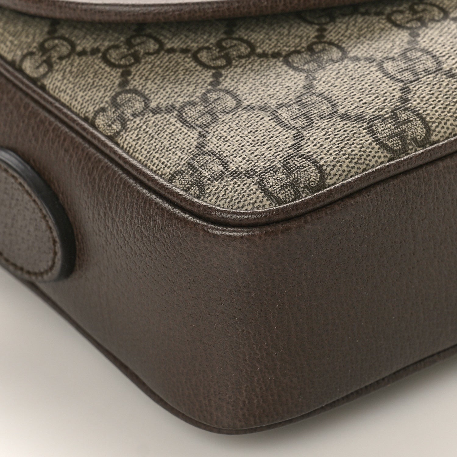 Gucci GG Supreme Monogram Textured Dollar Calfskin Web Studded Mini Ophidia Flap Shoulder Bag Beige Ebony New Acero 7 of 8