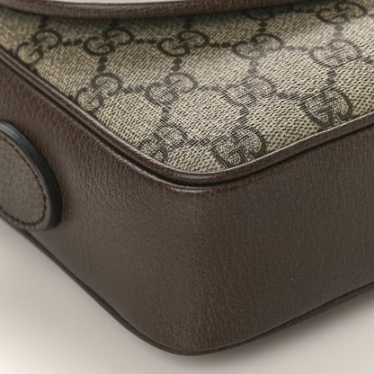 Gucci GG Supreme Monogram Textured Dollar Calfskin Web Studded Mini Ophidia Flap Shoulder Bag Beige Ebony New Acero 7 of 8