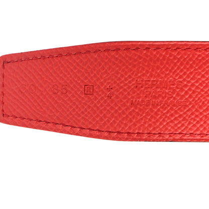 Hermes Swift Epsom 32mm Gamma Belt 85 Capucine Rouge Casaque 5 of 5