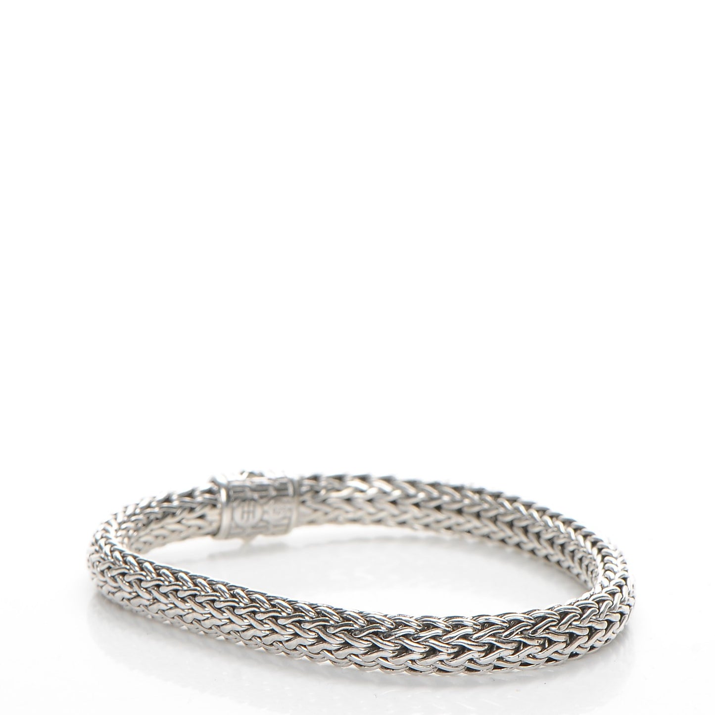 Sterling Silver Pave Diamond Medium Classic Chain Clasp Bracelet