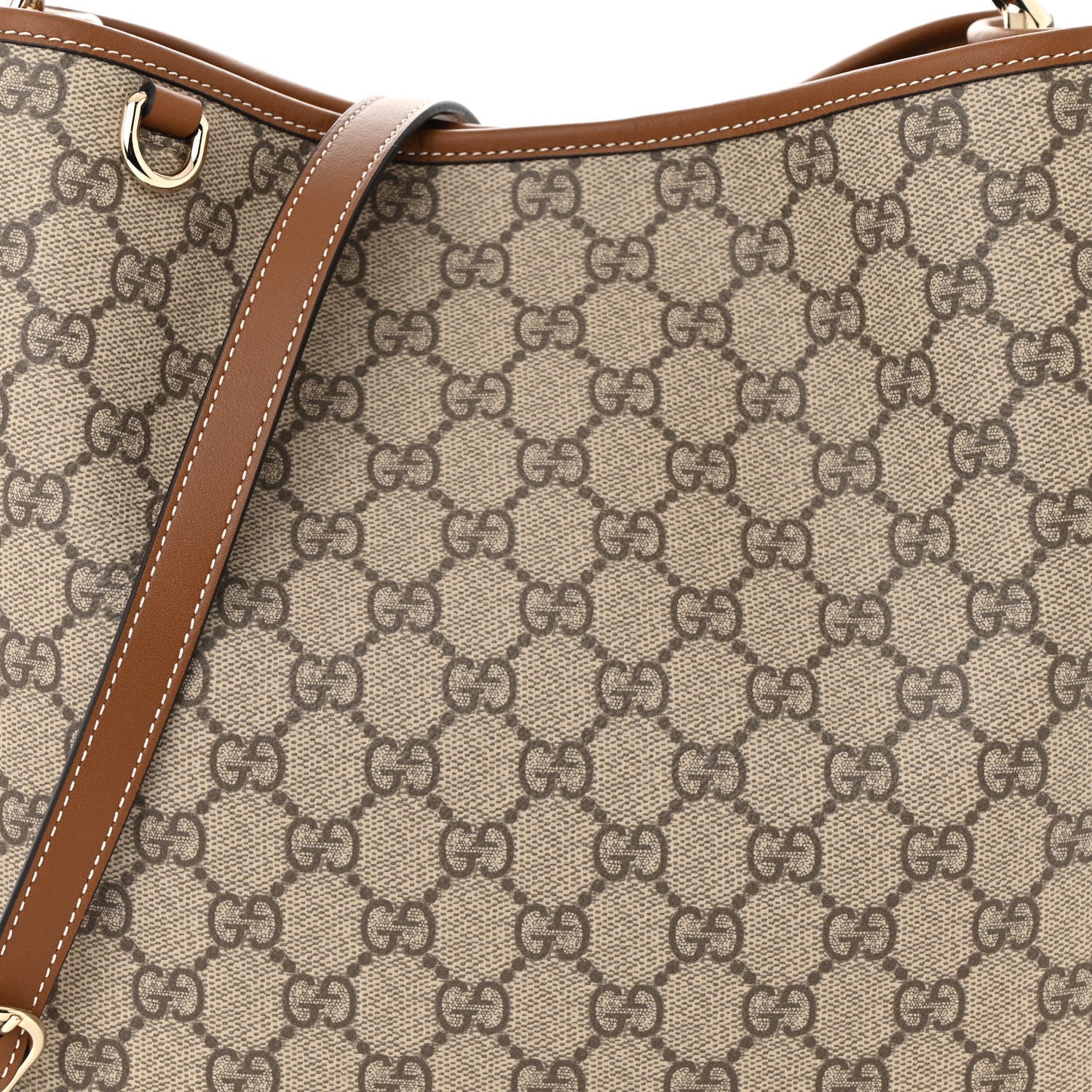 Gucci GG Supreme Monogram Emblem Small Shoulder Bag Beige Ebony Sundial 7 of 9