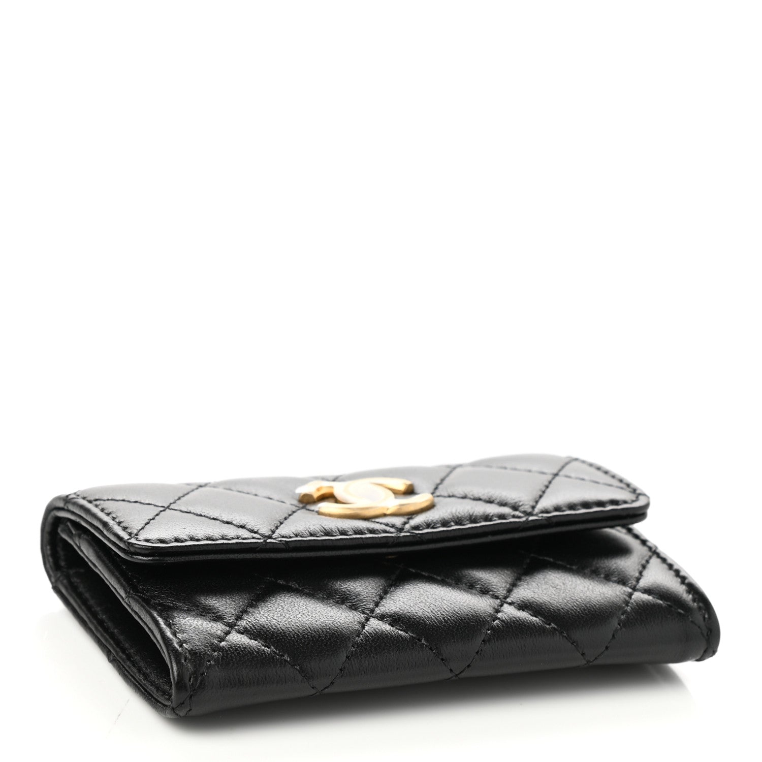 Chanel Lambskin Quilted Flap Card Holder Wallet Black 4 of 9