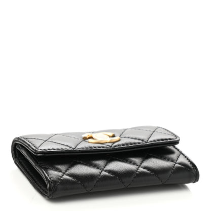 Chanel Lambskin Quilted Flap Card Holder Wallet Black 4 of 9