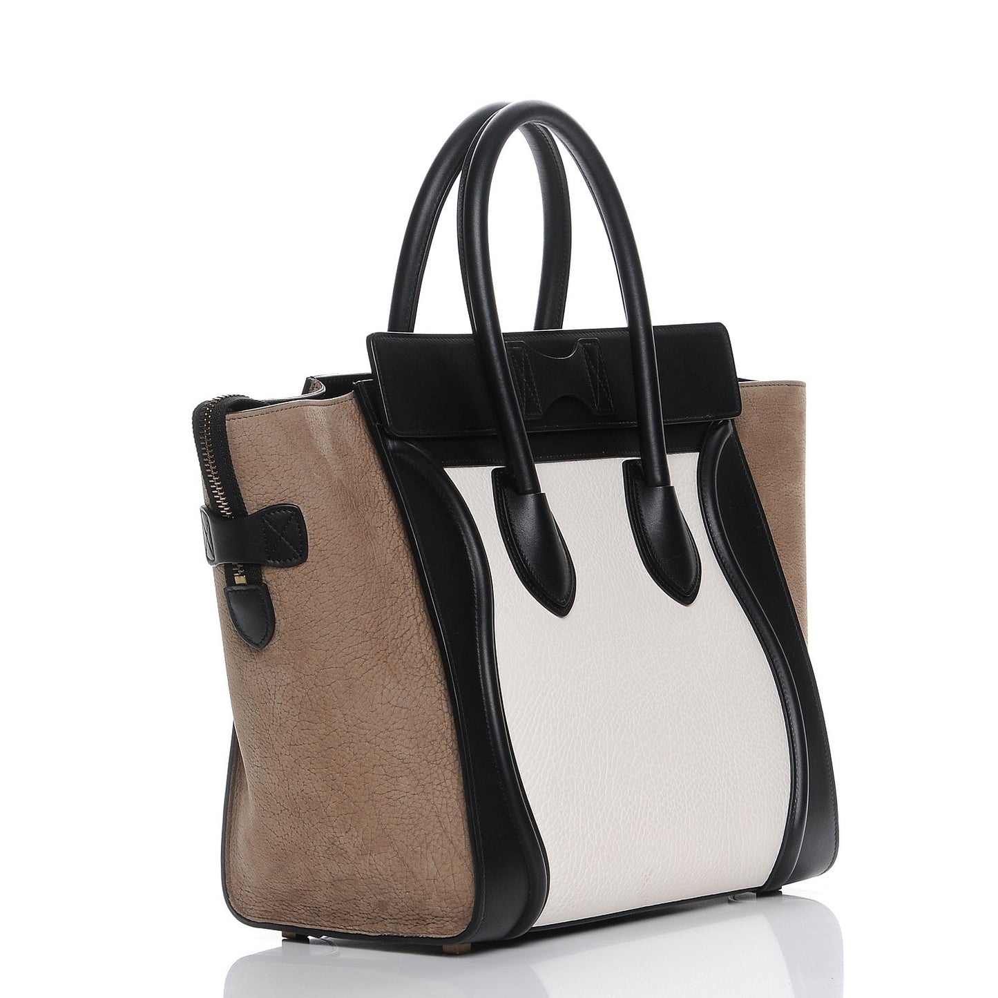 Bullhide Calfskin Suede Mini Tri-Color Luggage White