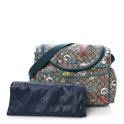 Gucci GG Supreme Monogram Space Cats Diaper Bag Turquoise 3 of 11