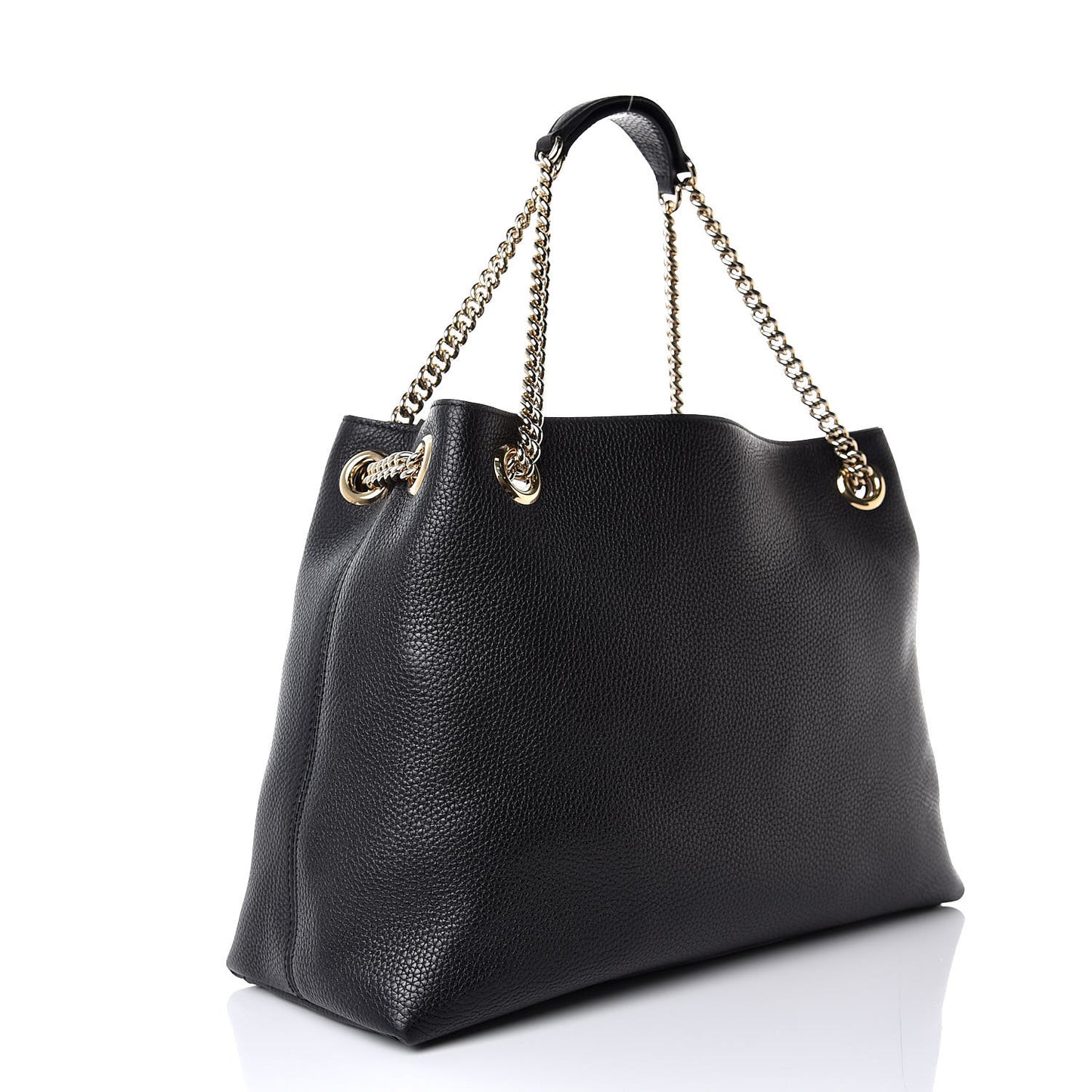 Pebbled Calfskin Medium Soho Chain Shoulder Bag Black
