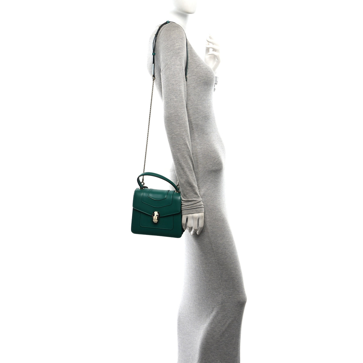 Bulgari Calfskin Serpenti Forever Top Handle Emerald Green 2 of 10