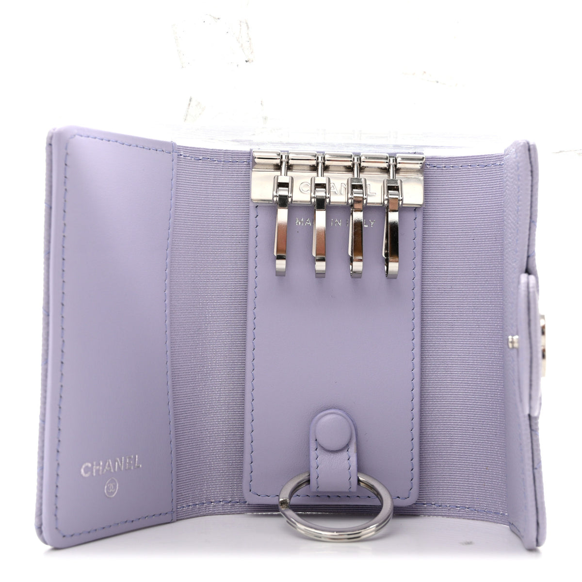Caviar Quilted Classic 4 Key Holder Wallet Light Purple