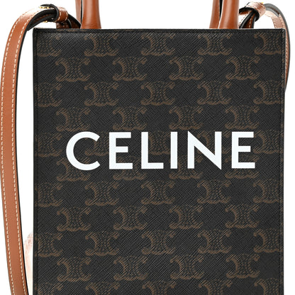 Celine Triomphe Canvas Calfskin Mini Vertical Cabas Tan 7 of 9