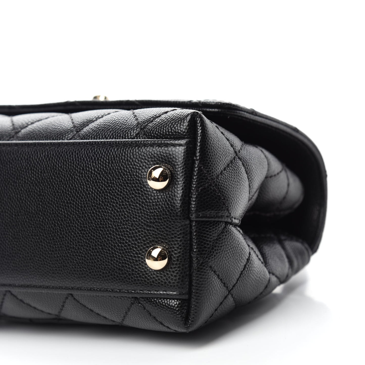 Caviar Lizard Embossed Quilted Extra Mini Coco Handle Flap Black