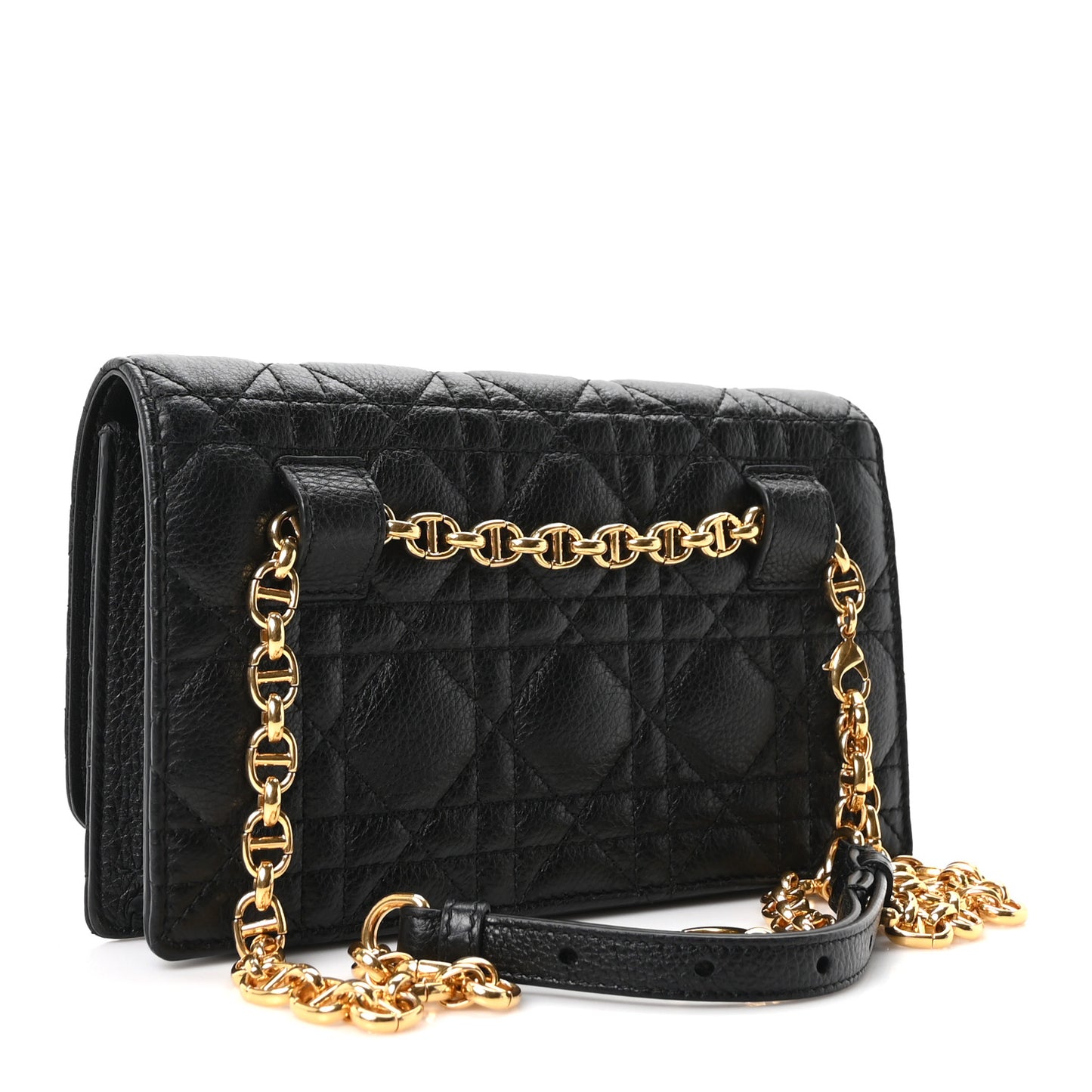 Supple Calfskin Caro Pouch with Chain Black