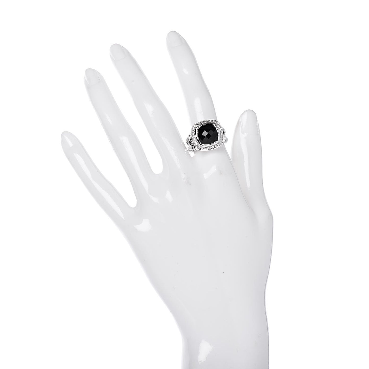 Sterling Silver Diamond Black Onyx 11mm Albion Ring 53 6.5