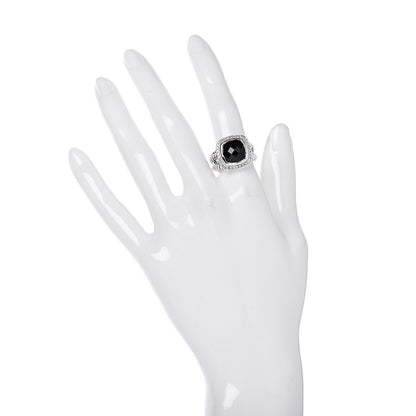 David Yurman Sterling Silver Diamond Black Onyx 11mm Albion Ring 53 6.5 2 of 5