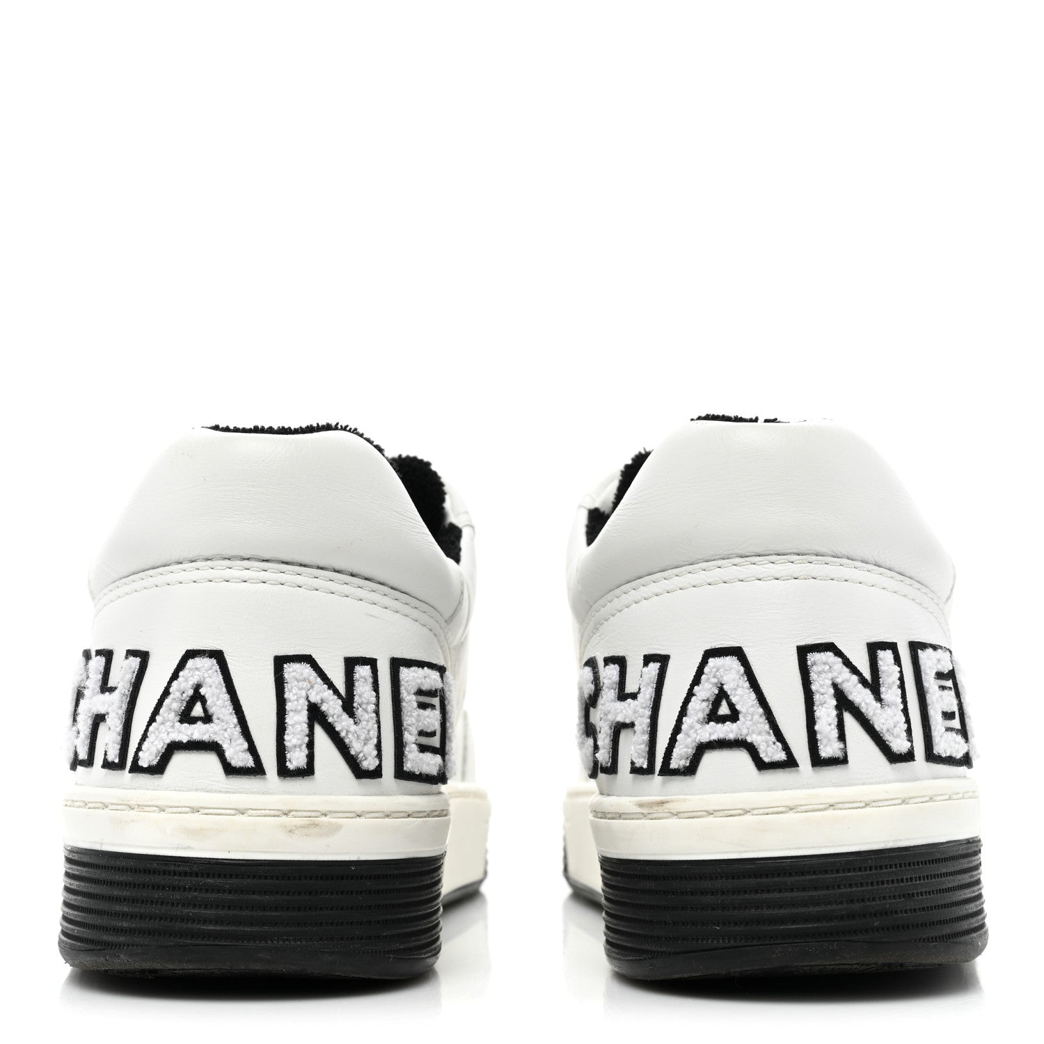 Chanel Calfskin Womens Logo Sneakers 40 White Black 4 of 12