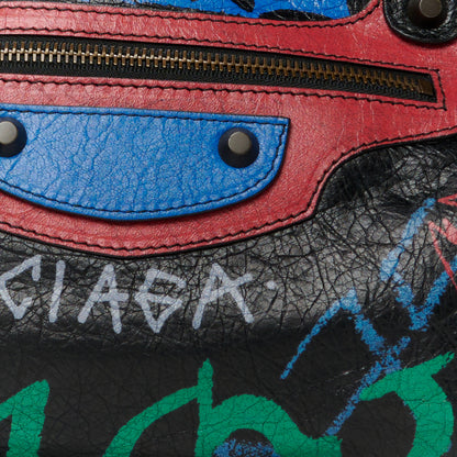 Balenciaga Agneau Graffiti All Over Classic Hardware City Black Vert Rouge 9 of 11