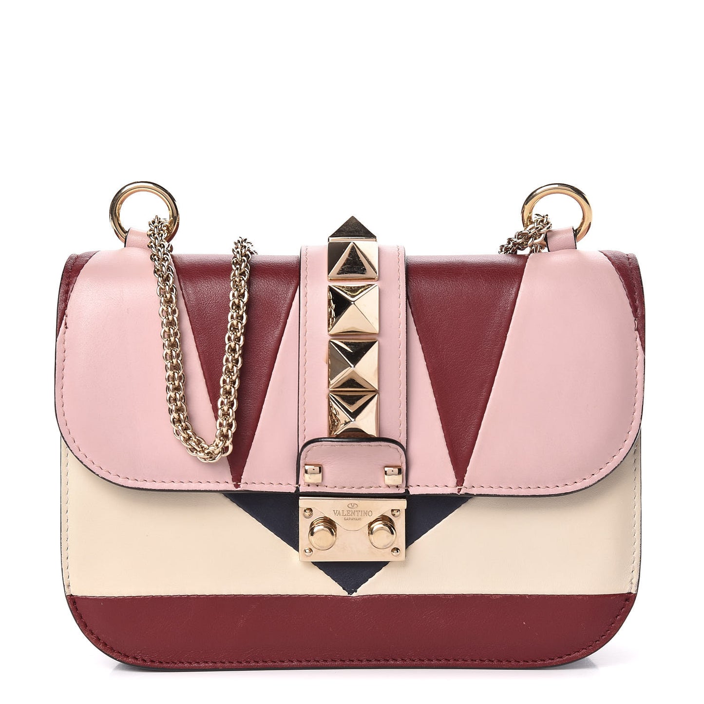 Vitello Colorblock Small Glam Lock Rockstud Flap Multicolor