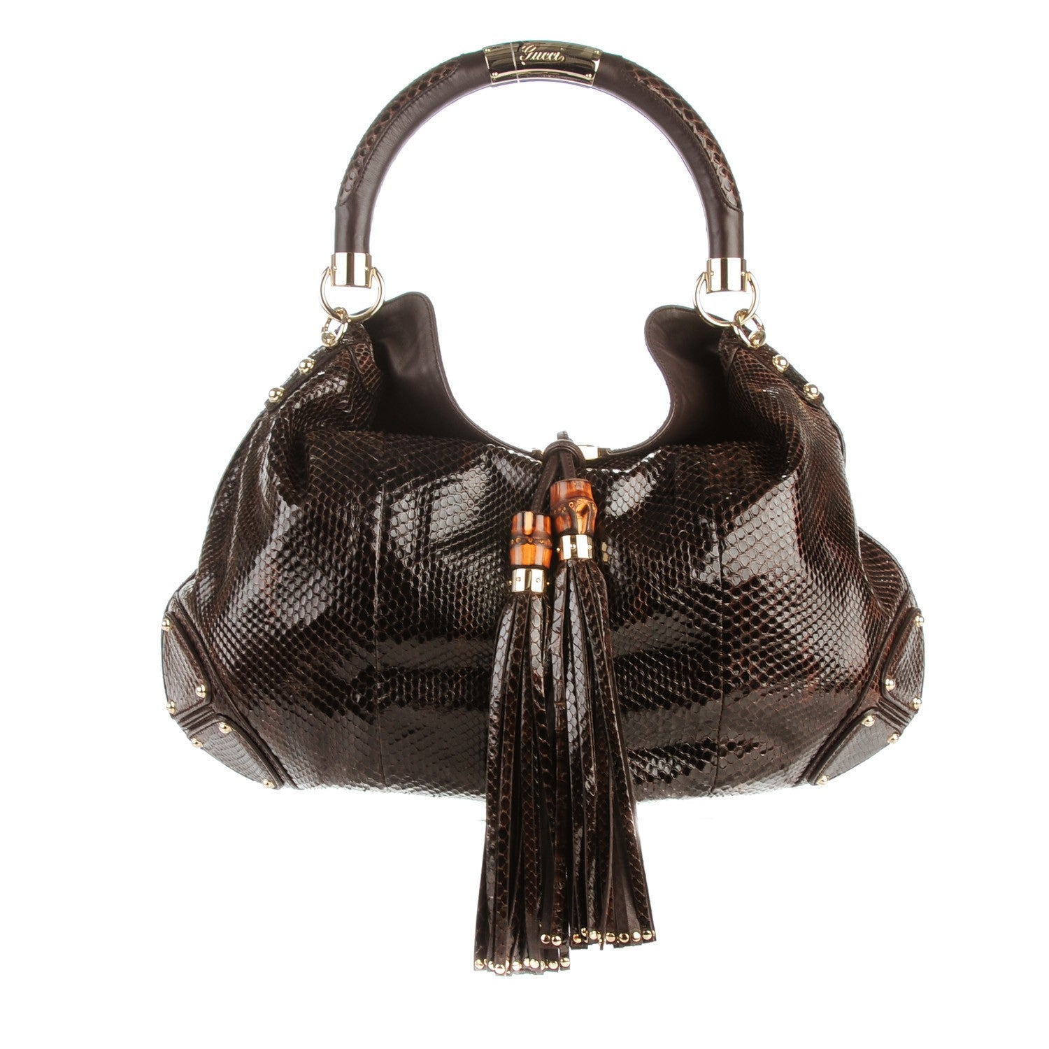 Gucci Python Large Indy Top Handle Hobo Brown 1 of 7