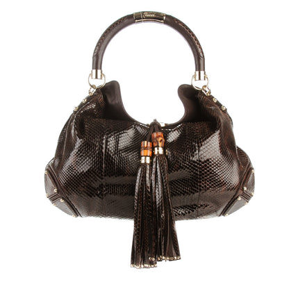 Gucci Python Large Indy Top Handle Hobo Brown 1 of 7