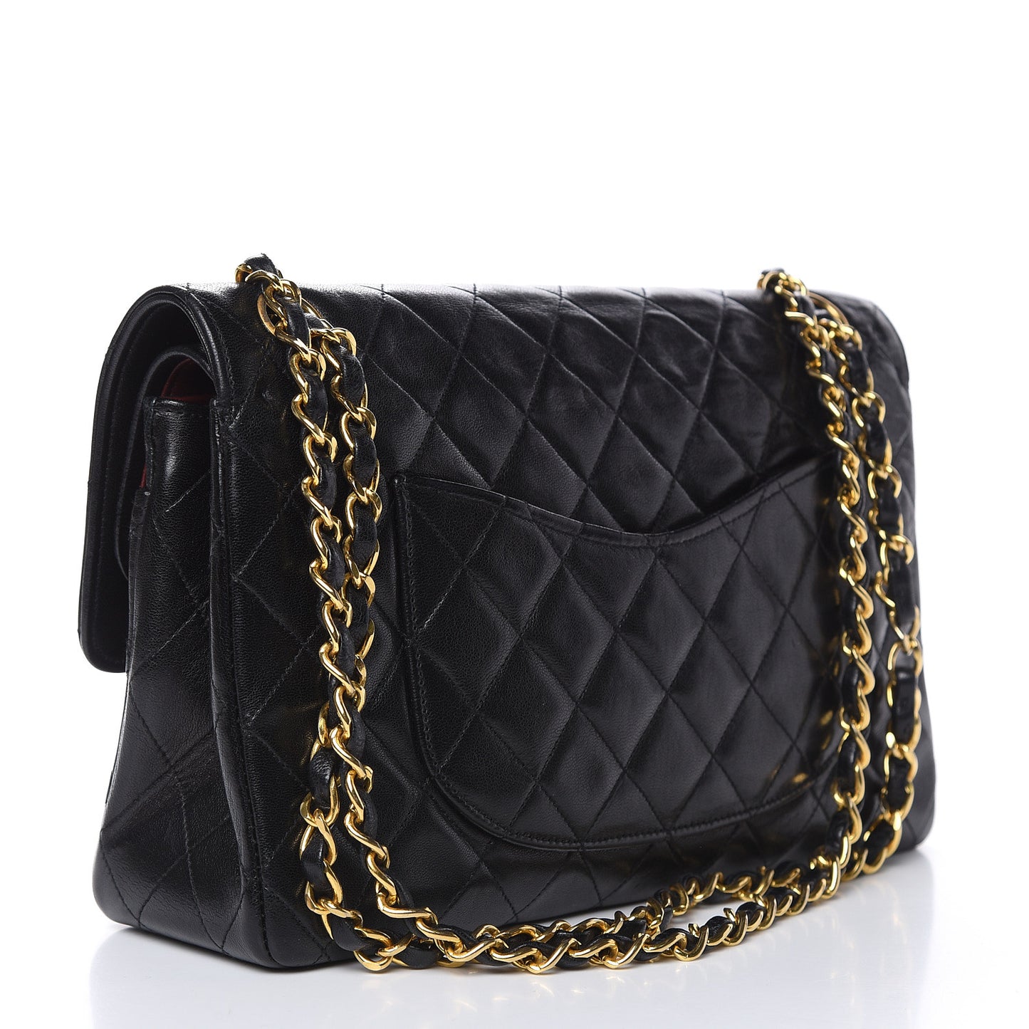 Lambskin Quilted Medium Double Flap Black
