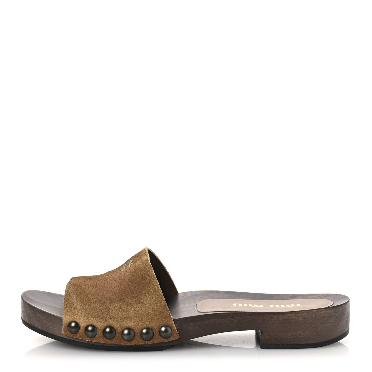 Miu Miu Suede Logo Slide Clogs 37 Cannella 1 of 11
