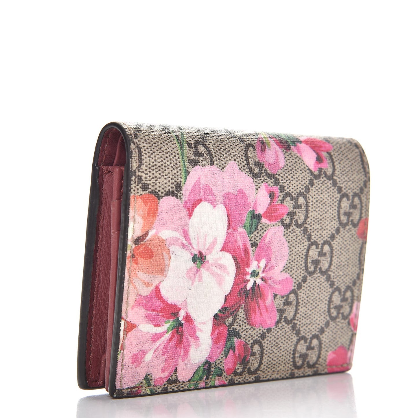 GG Supreme Monogram Blooms Card Case Beige Multicolor Dry Rose