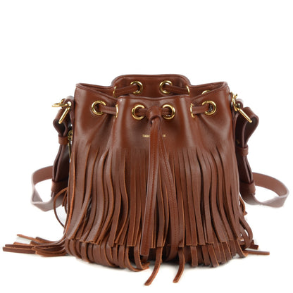 Saint Laurent Calfskin Small Emmanuelle Fringe Bucket Bag Cotto 1 of 8