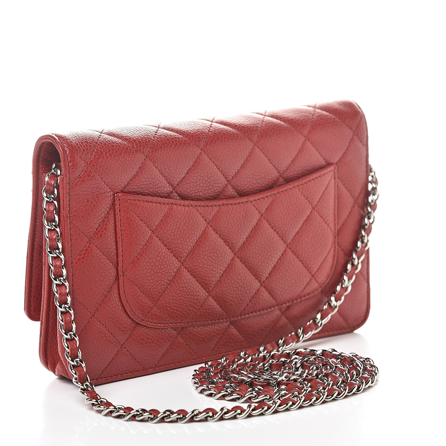 Chanel Caviar Quilted Wallet On Chain WOC Dark Red 3 of 12