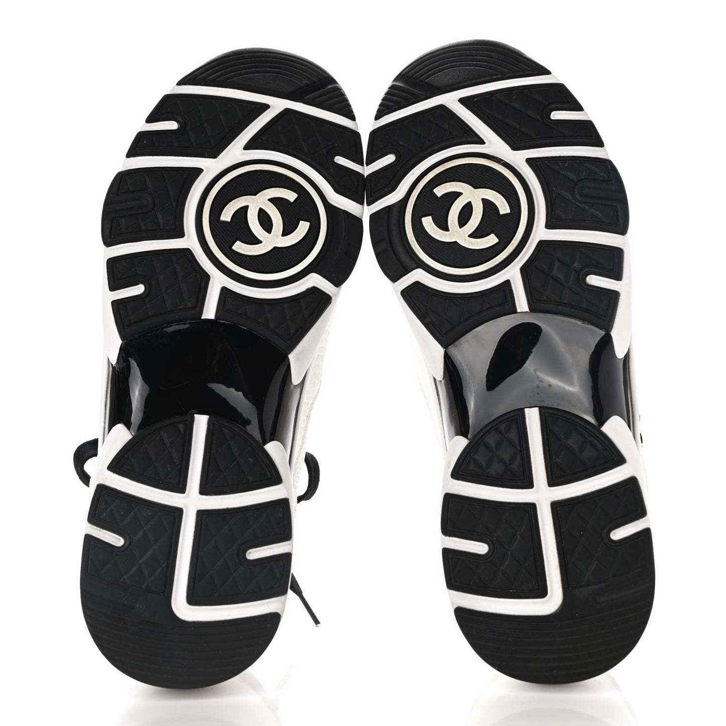 Mesh Suede Calfskin Grained Calfskin Womens CC Sneakers 37.5 White Black