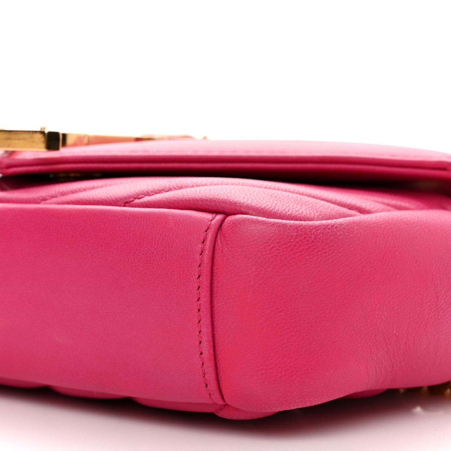 Calfskin Matelasse Chevron Classic Monogram Baby Chain Bag Fuchsia