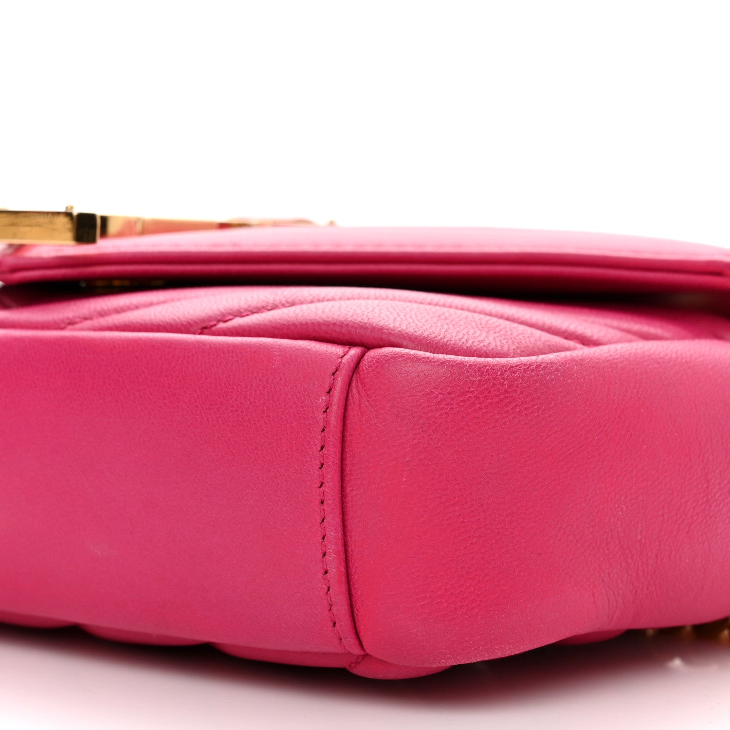 Saint Laurent Calfskin Matelasse Chevron Classic Monogram Baby Chain Bag Fuchsia 9 of 12