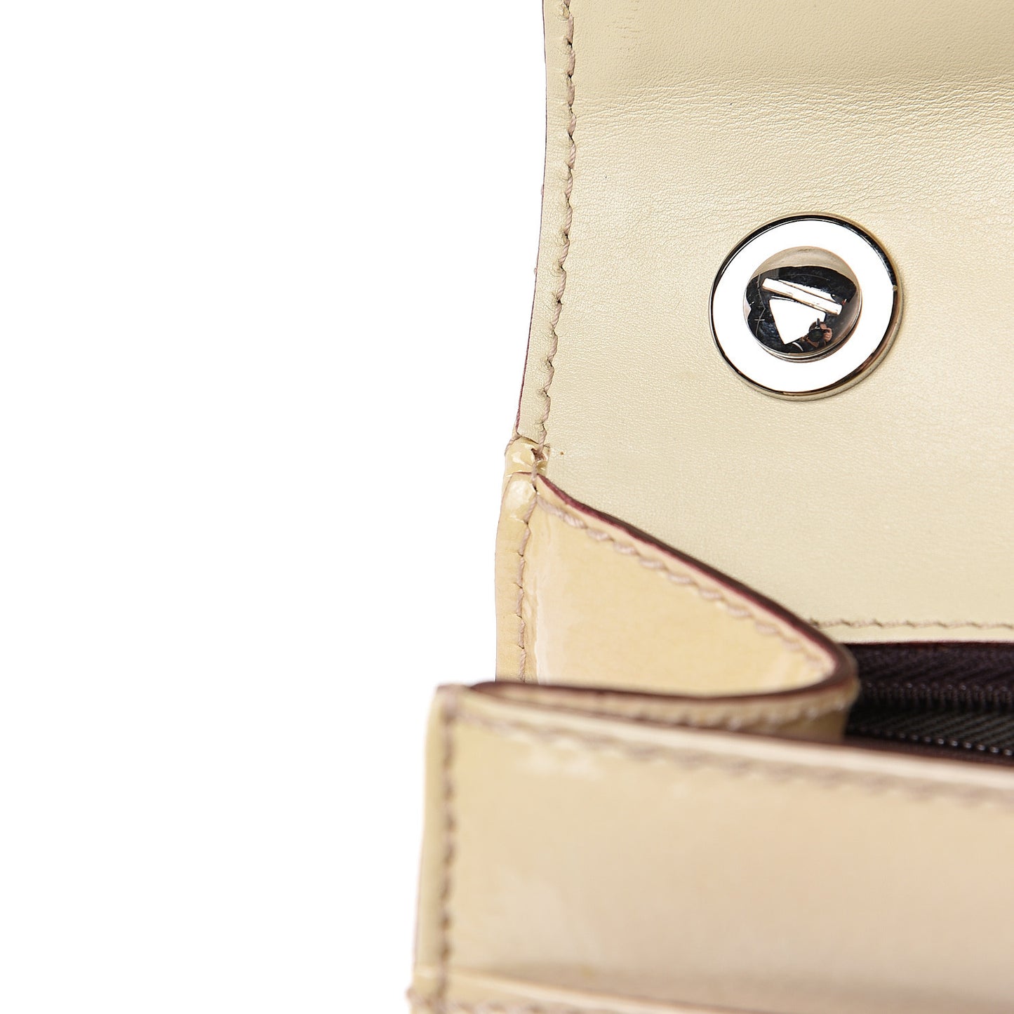 Patent Quilted DG Flap Shoulder Bag Off White