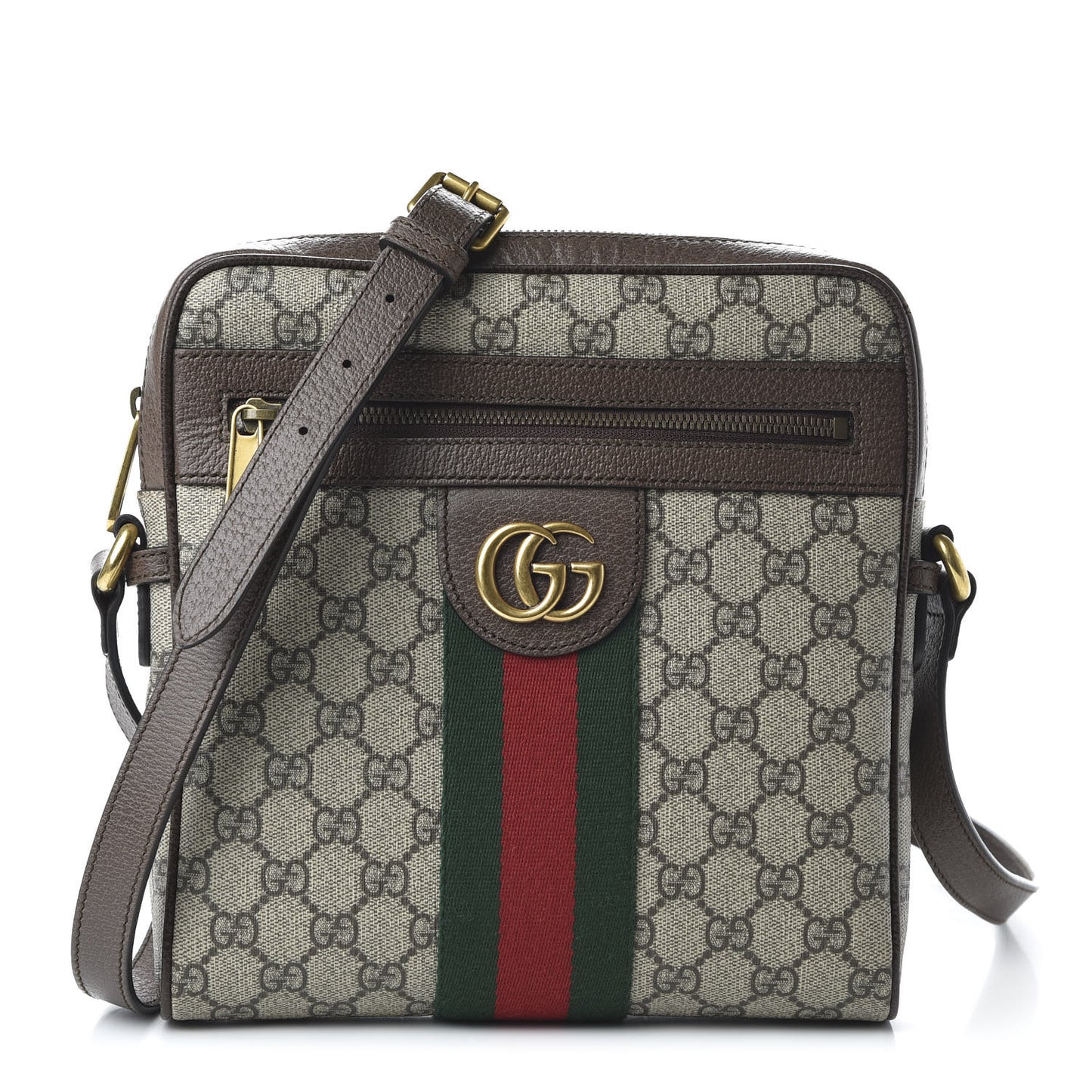 GG Supreme Monogram Web Small Ophidia Messenger Bag Brown