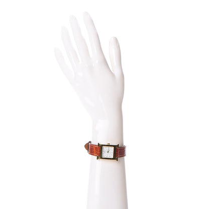 Hermes Stainless Steel Alligator 21mm Heure H Hour Quartz Watch Orange 2 of 9