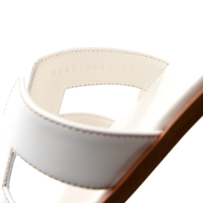 Hermes Box Calfskin Oran Sandals 38.5 White 8 of 10