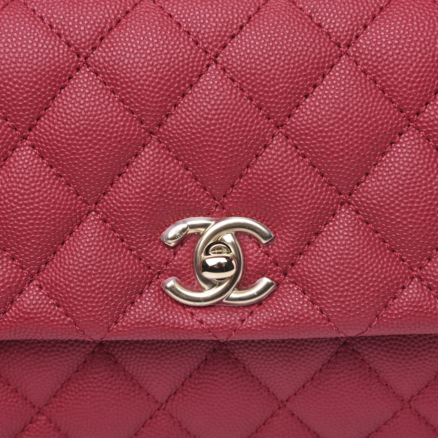 Caviar Quilted Mini Coco Handle Flap Fuchsia