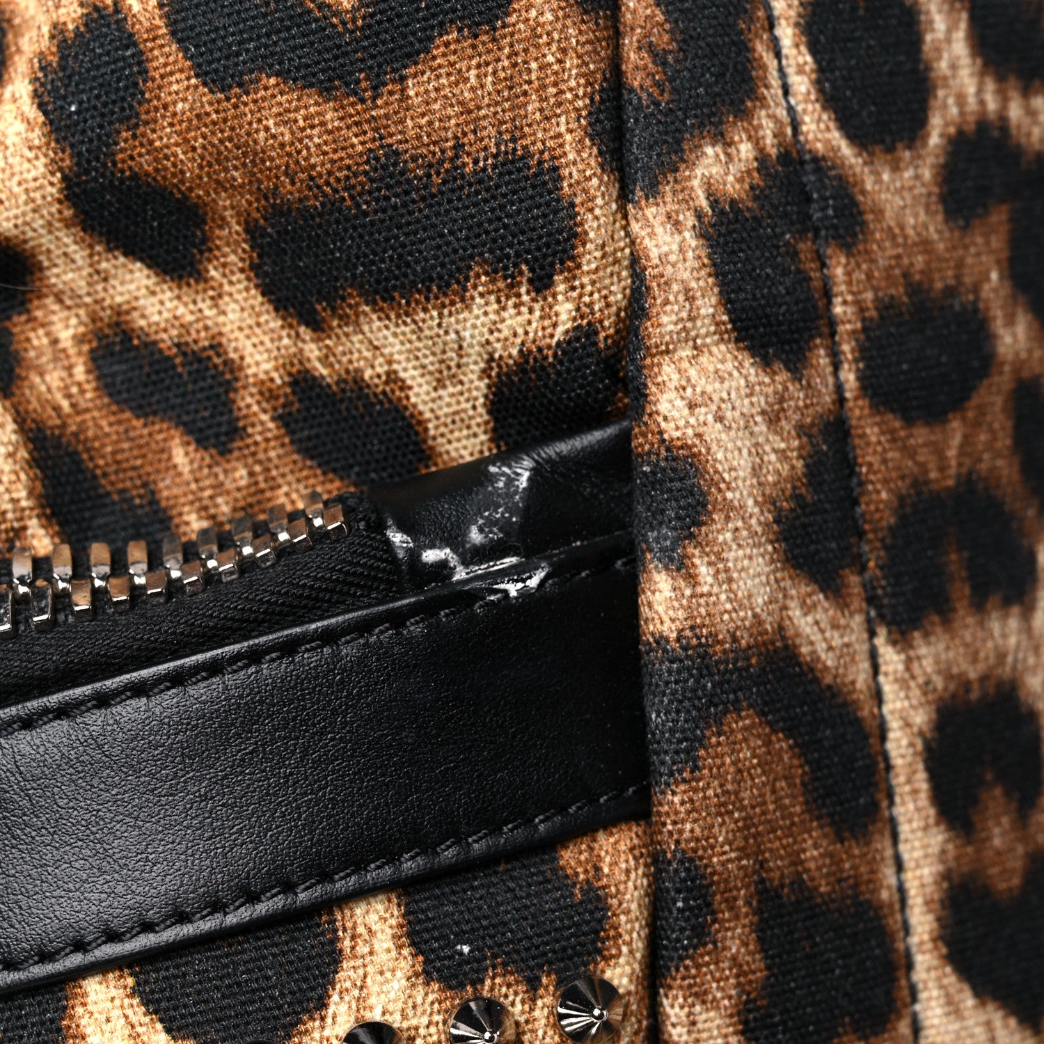 Christian Louboutin Canvas Leopard Print Spiked Explorafunk Backpack Brown 17 of 17