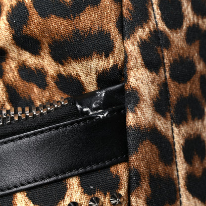 Christian Louboutin Canvas Leopard Print Spiked Explorafunk Backpack Brown 17 of 17
