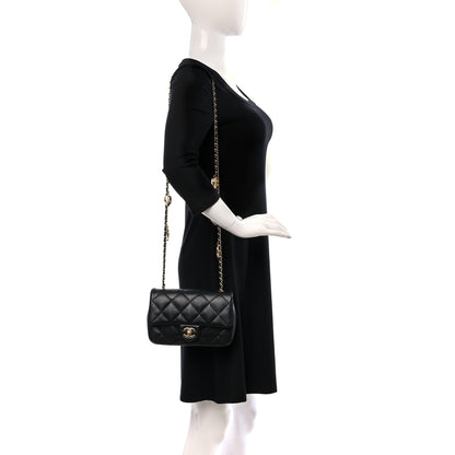 Chanel Lambskin Quilted Mini Heart Charms Flap Black 2 of 9