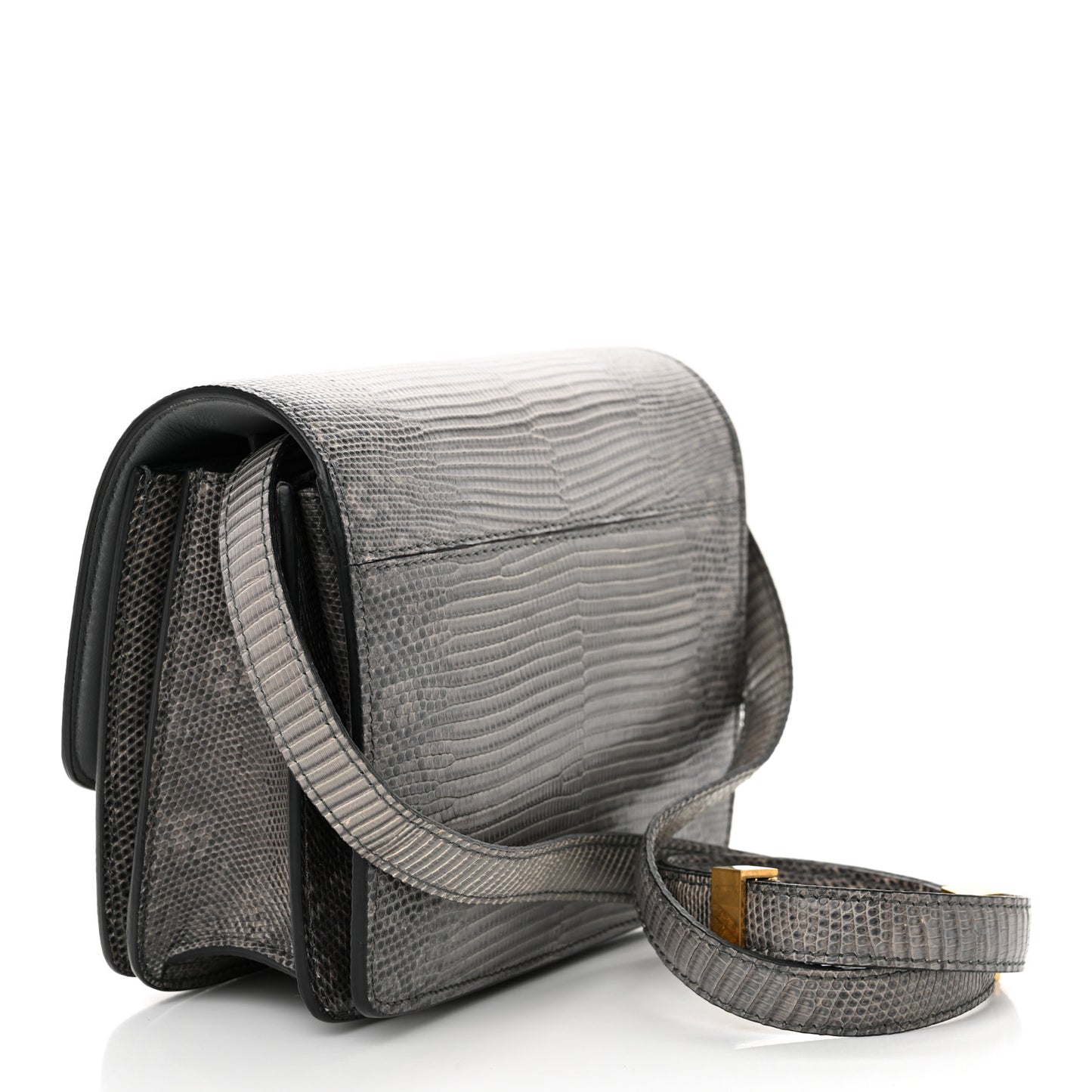Lizard Small Classic Box Flap Bag Medium Grey