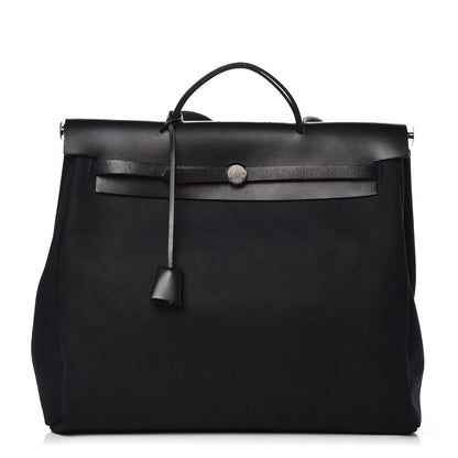 Hermes Toile Vache Calfskin Herbag 40 GM Black 1 of 14