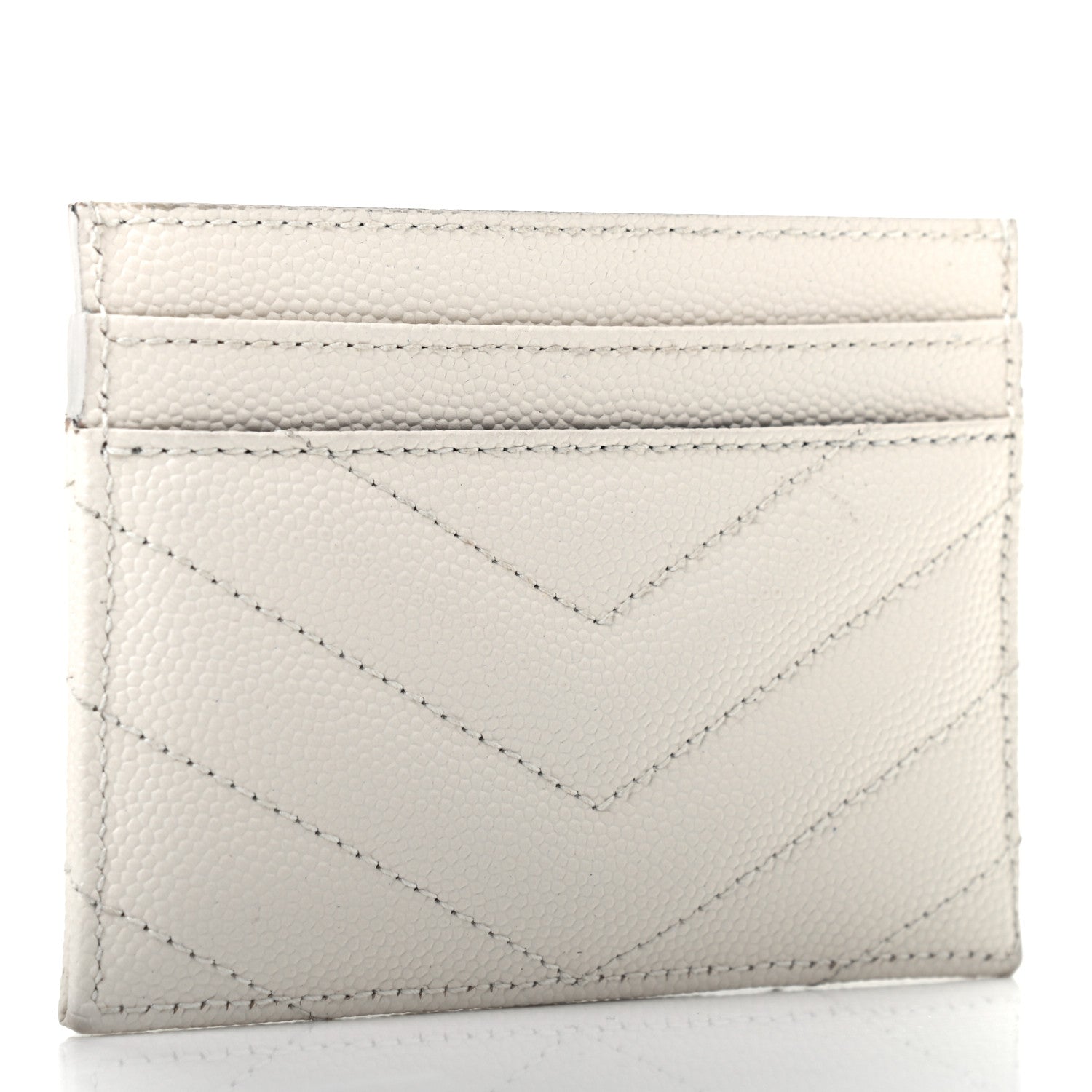 Saint Laurent Grain De Poudre Matelasse Chevron Monogram Credit Card Case Crema Soft 3 of 9