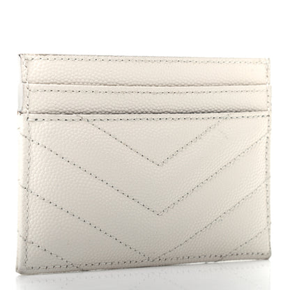 Saint Laurent Grain De Poudre Matelasse Chevron Monogram Credit Card Case Crema Soft 3 of 9